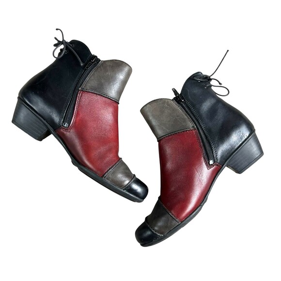 Remonte Dorndorf Patchwork Ankle Boots  36 / 5.5  Black Red & Gray Colorblock - Picture 2 of 7
